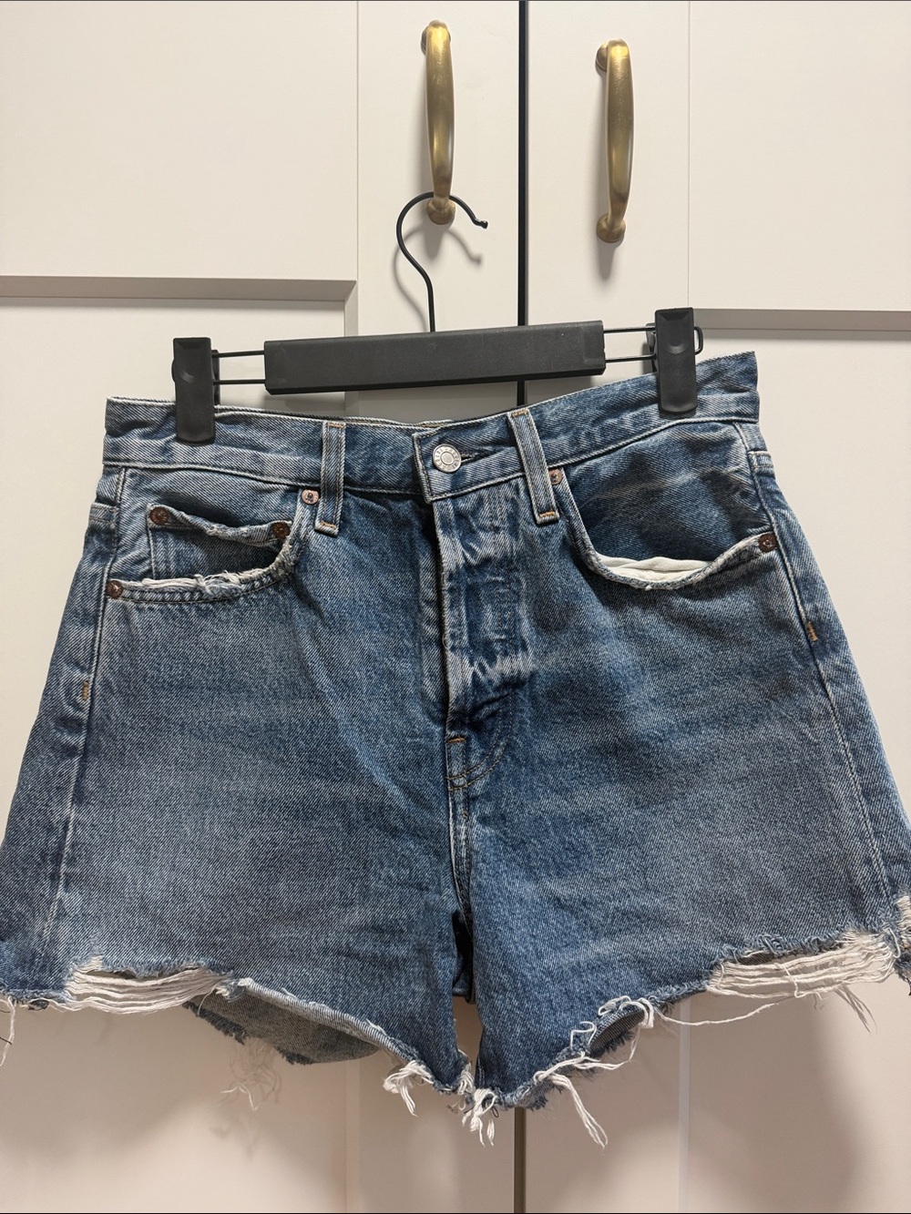 Agolde High-Rise Distressed Denim Women’s Shorts - Blue